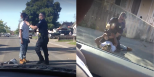 VIDEO Tanar de culoare lovit violent de un politist pentru traversarea neregulamentara a strazii